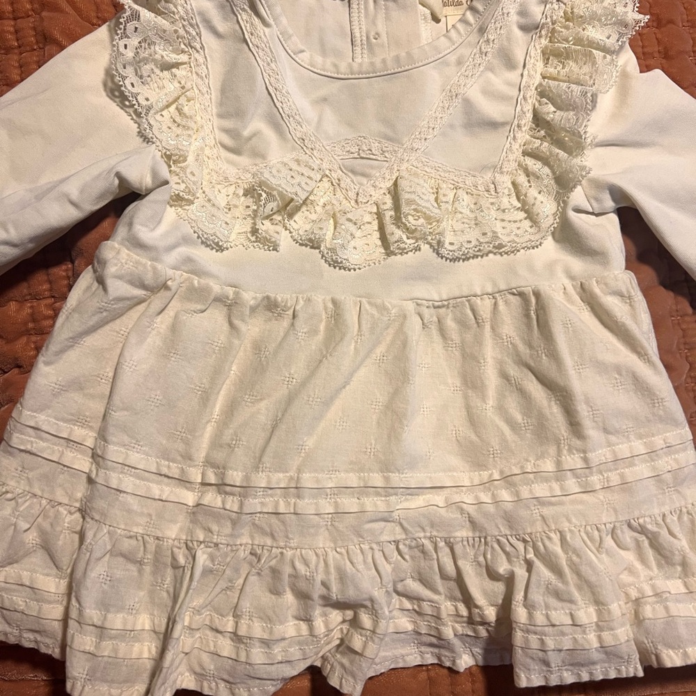 Matilda Jane Cream Ruffled Top-size 2 - Picture 2 of 3